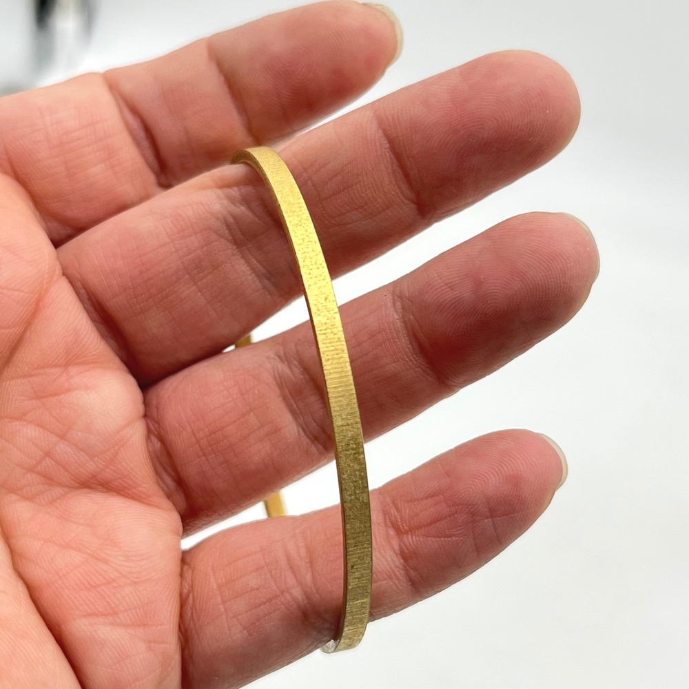Monet Gold Tone Brushed Textured Bangle Bracelet Vintage Signed 7.75 Inch - Picture 4 of 5